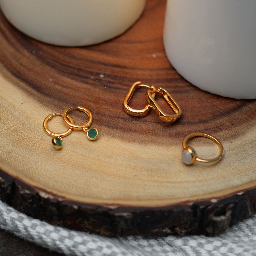 Gold Flux Oval Hoop Earrings