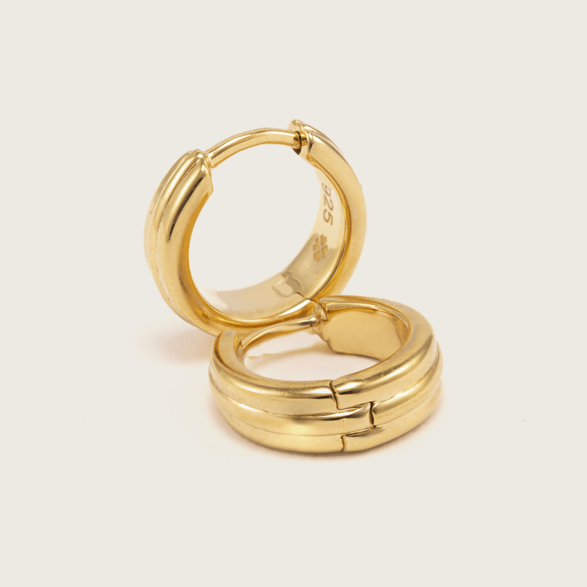 Gold Ridged Huggie Earrings