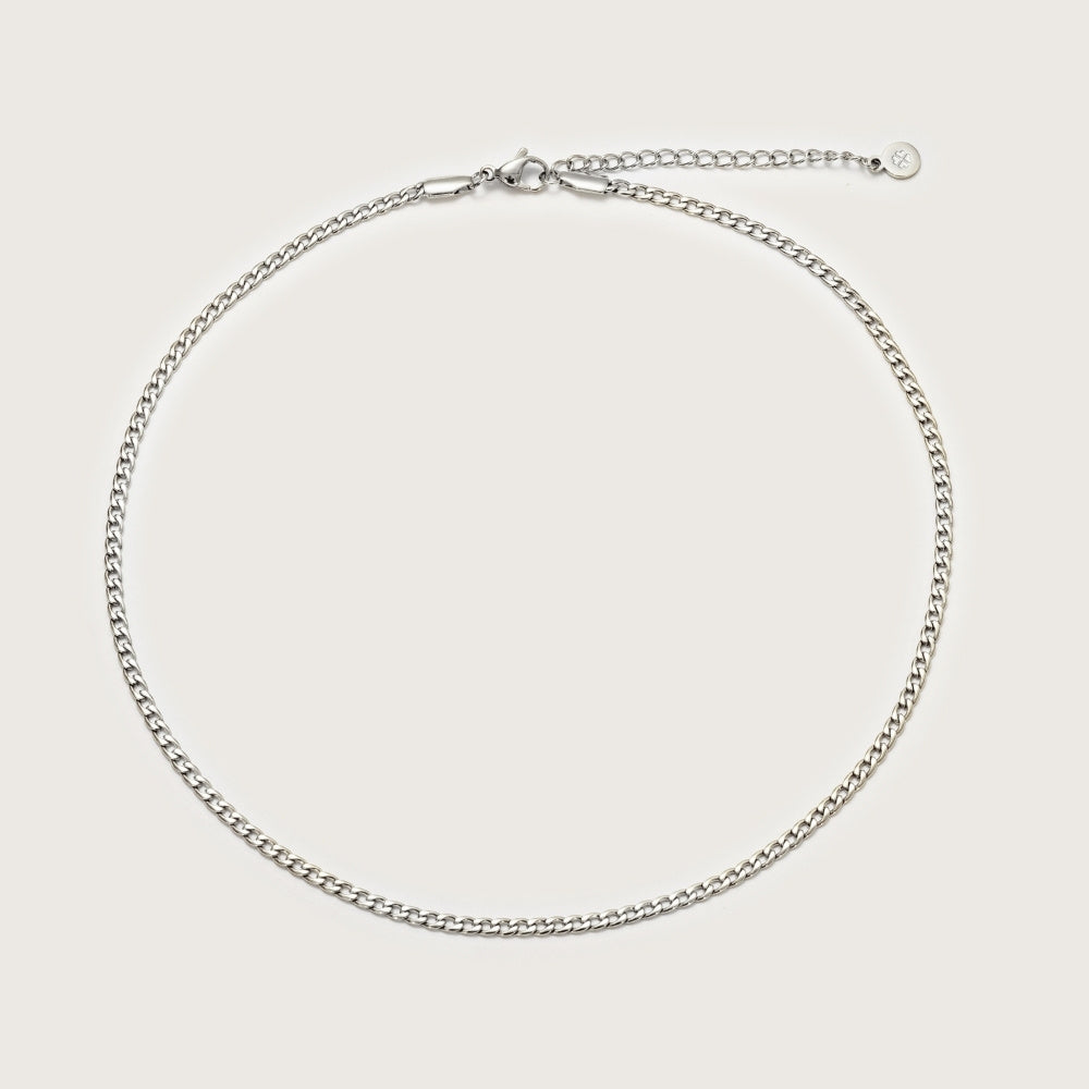 Silver Curb Chain Necklace