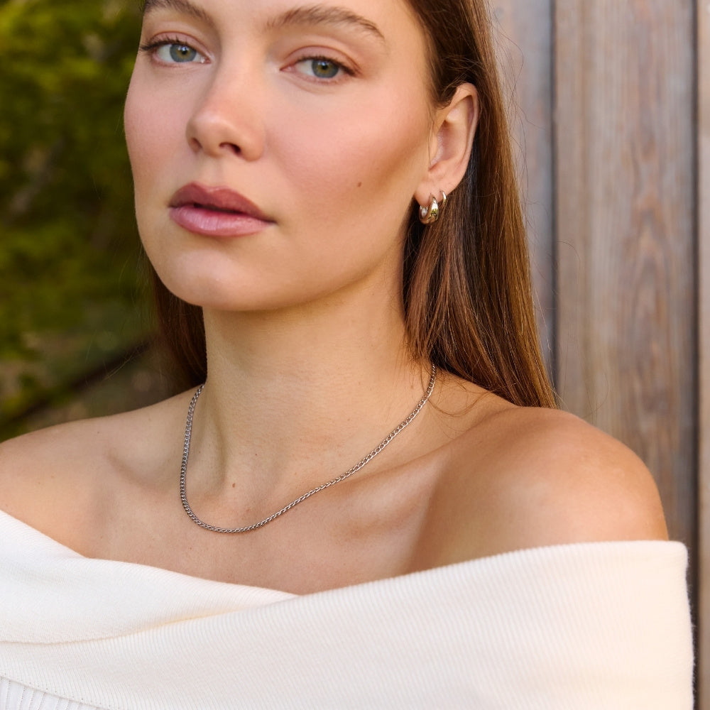 Silver Curb Chain Necklace