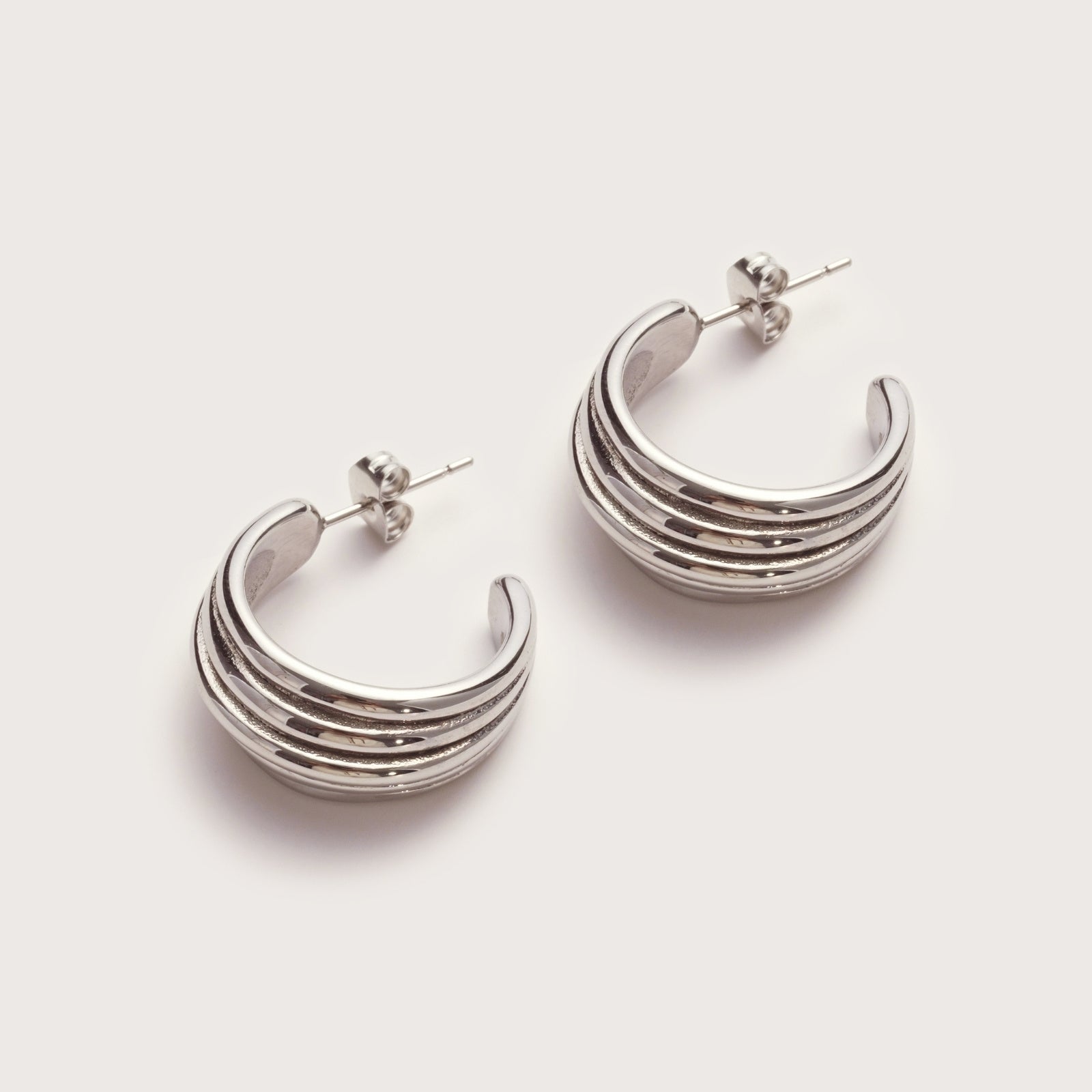 Silver Dune Hoops detail showing rippled sand-inspired texture