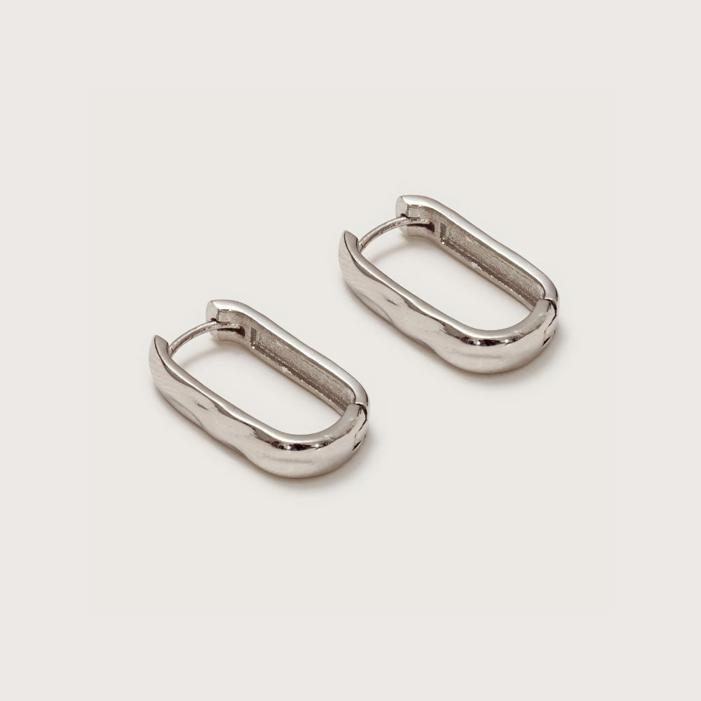 Silver Molten Ovate Hoops
