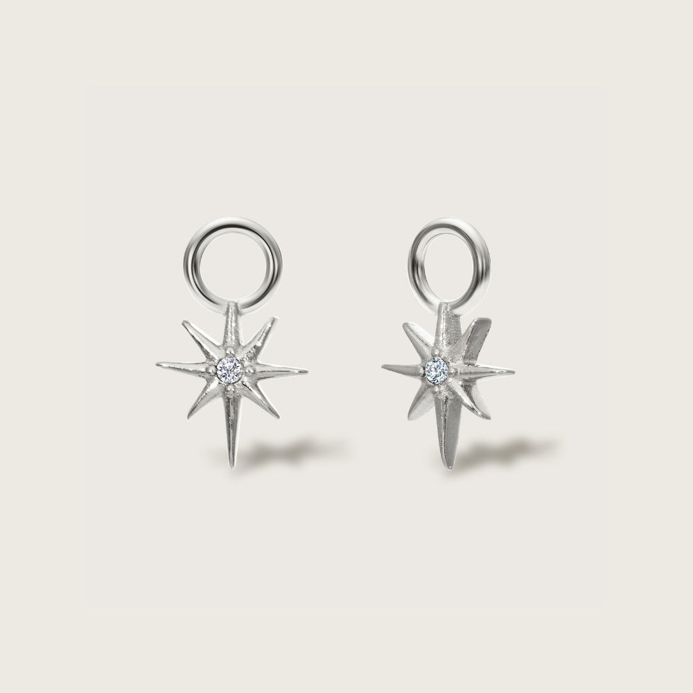 Silver Crystal Star Charms