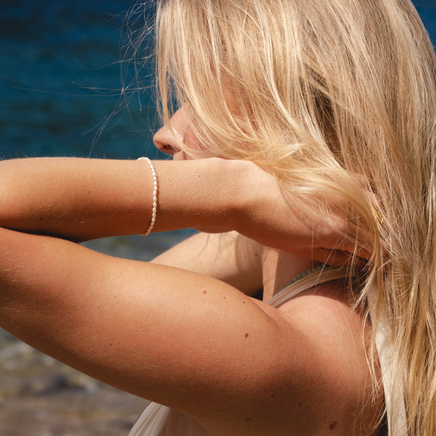 Gold Pearl Choker and Bracelet Set