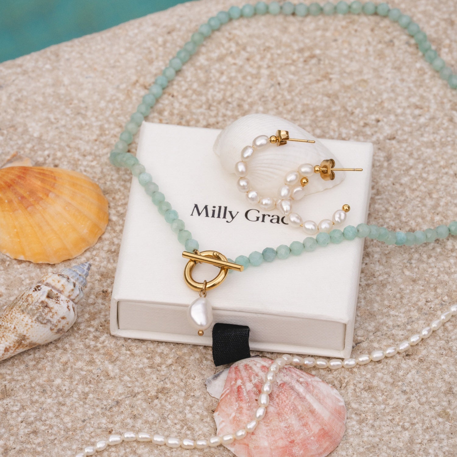 Gold Cala Pearl Hoops