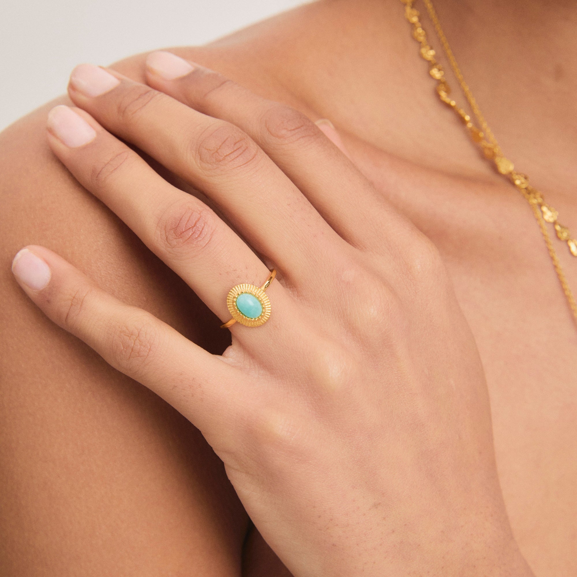 Gold Amazonite Ridged Ring