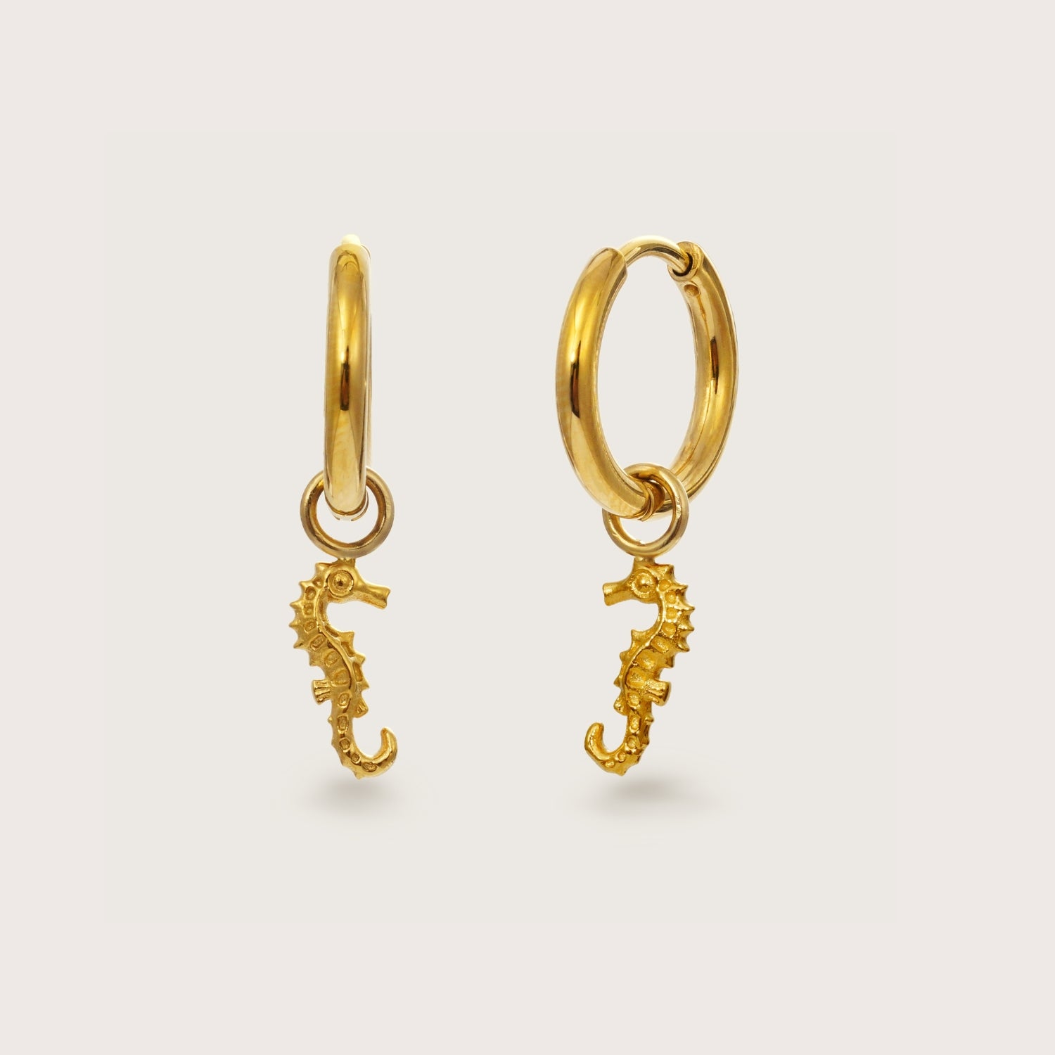 Gold Seahorse Charm Huggies