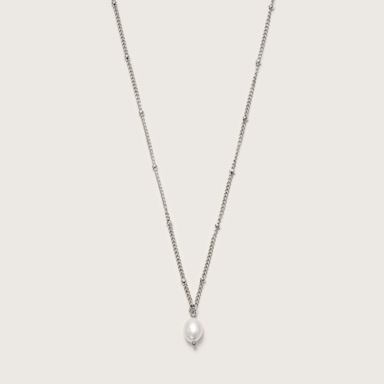 Silver Pearl Pendant Necklace