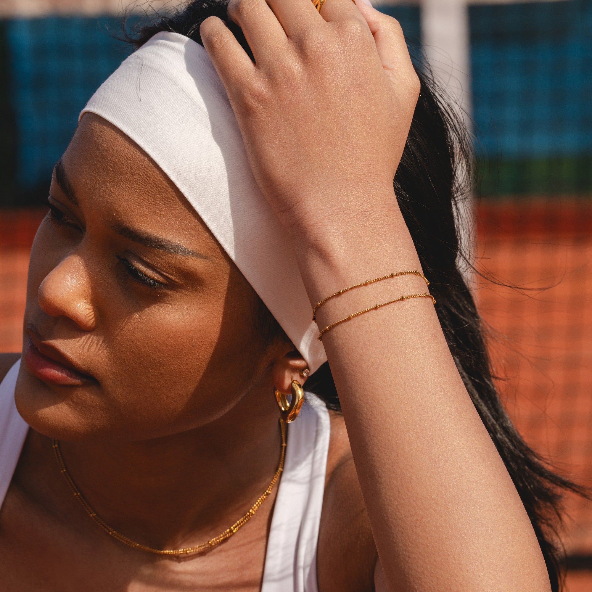 Gold Dainty Bobble Choker and Bracelet Set