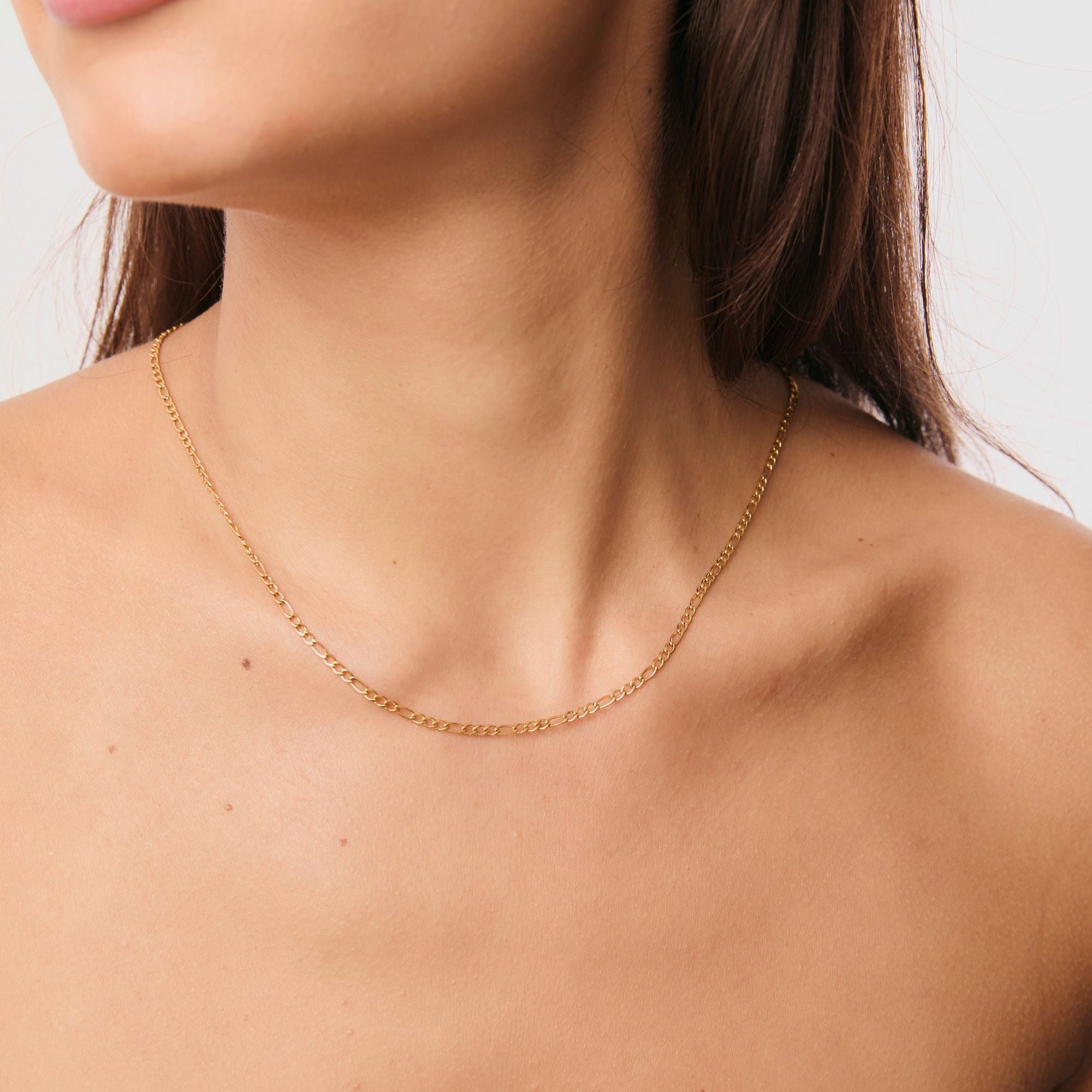 Gold Dainty Figaro Chain Necklace product shot