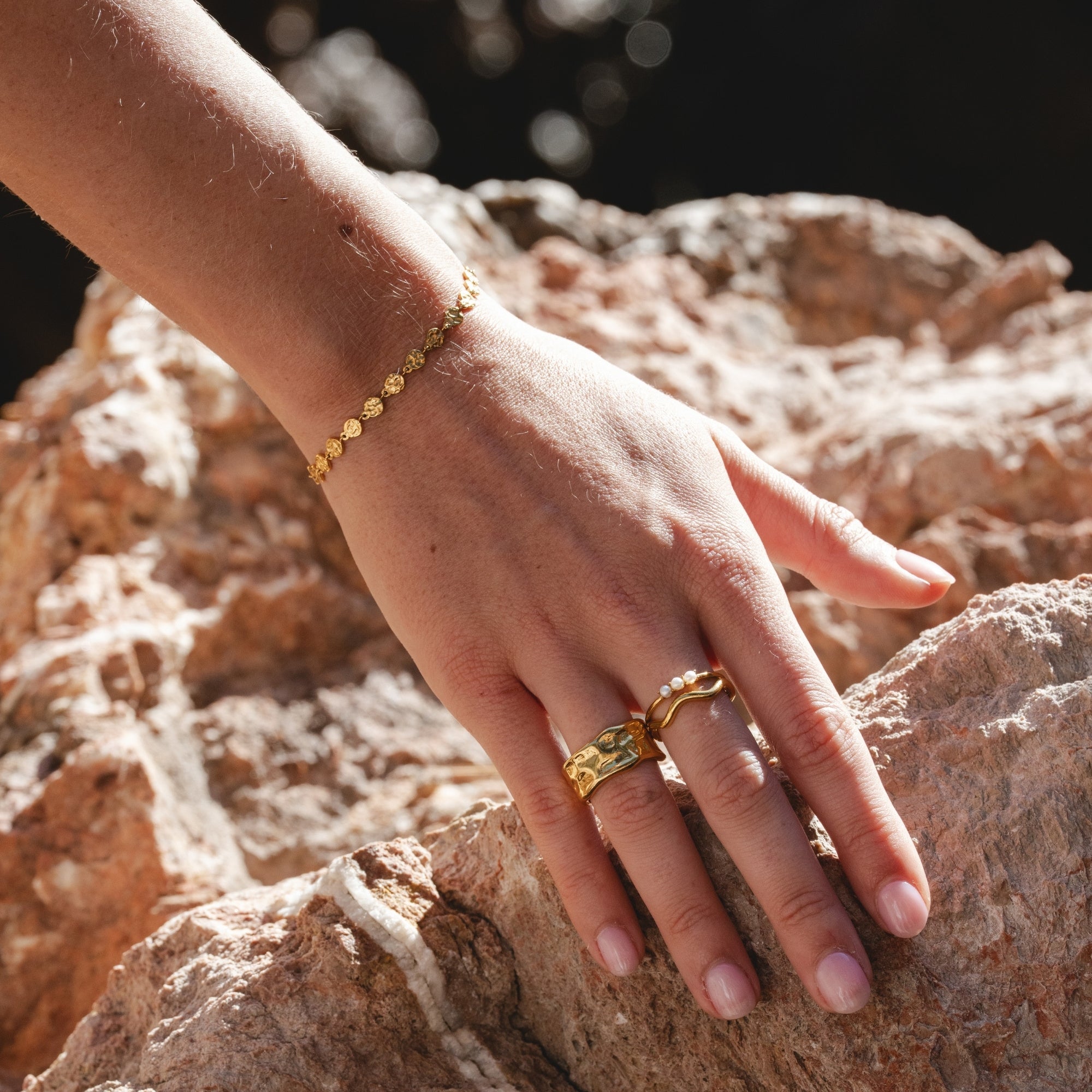 Gold Balearic Chain Bracelet on model