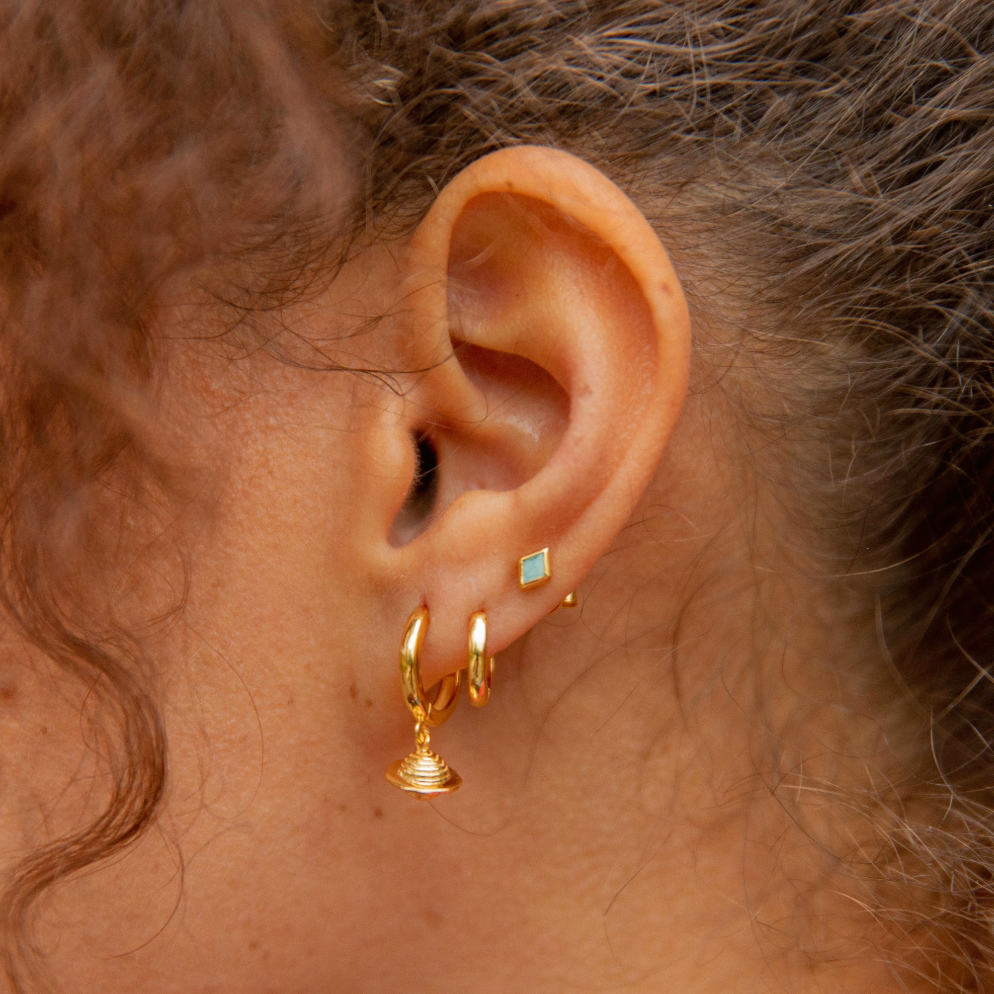 Gold Planet Huggie Earrings