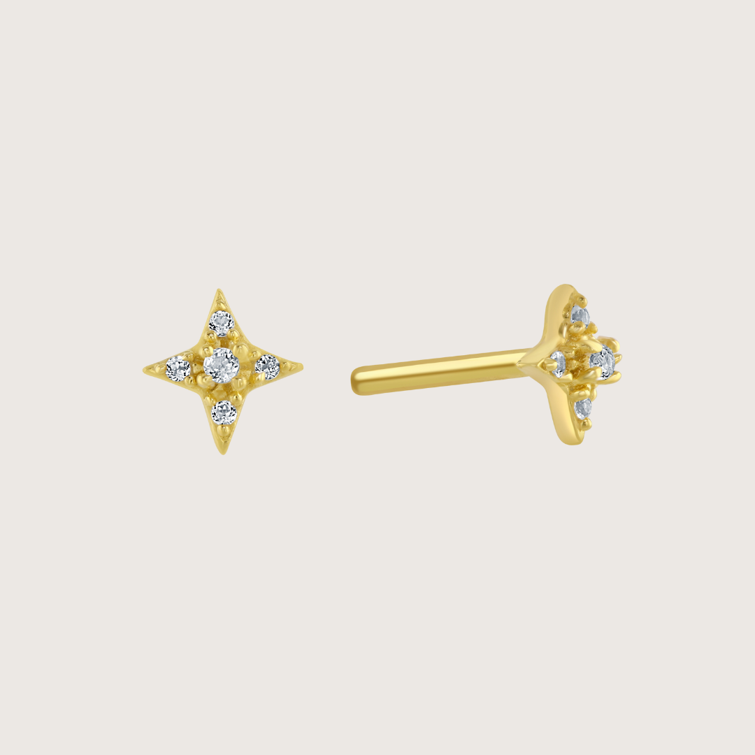 Gold Celestial Star Stud Earrings