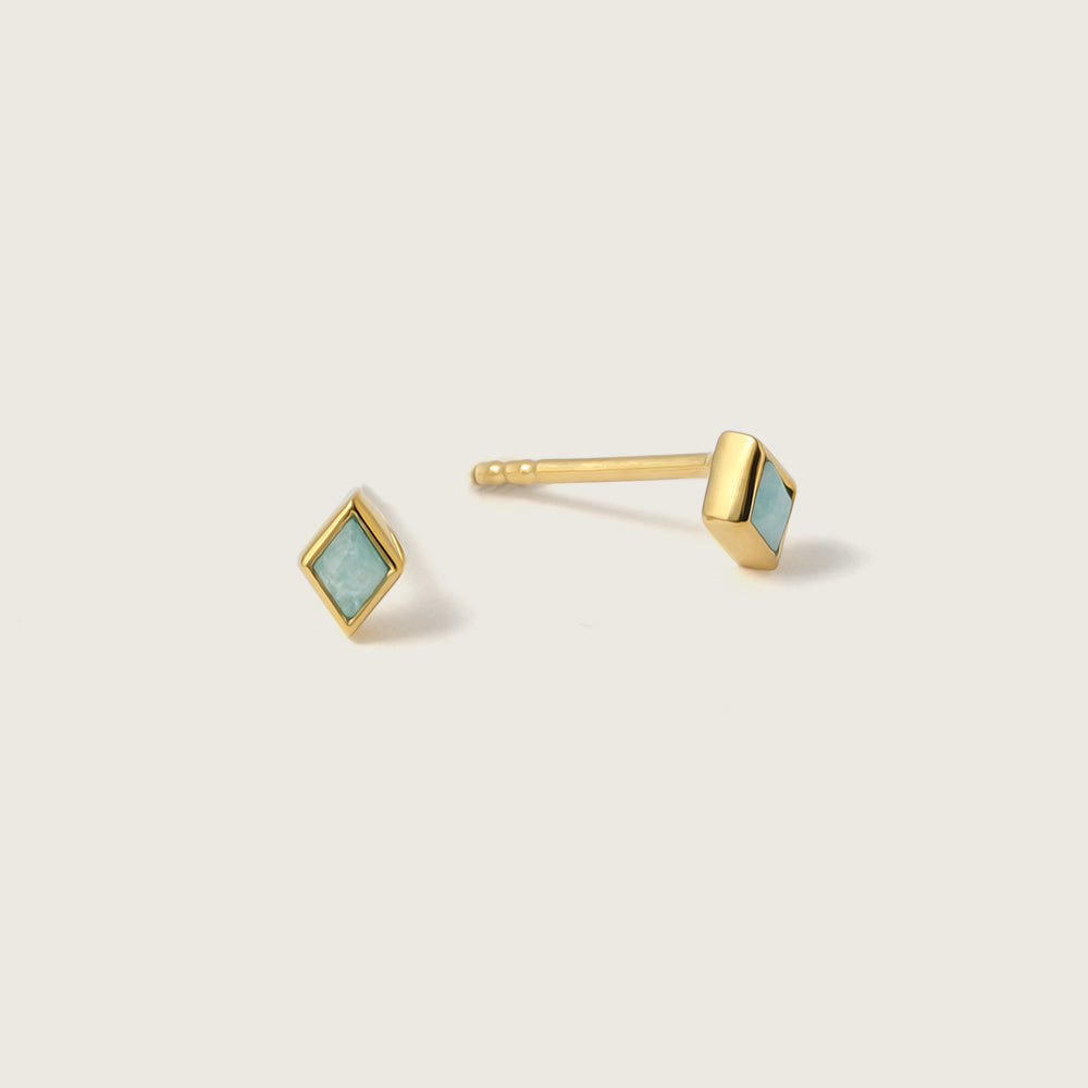 Gold Ethereal Amazonite Mini Stud Earrings