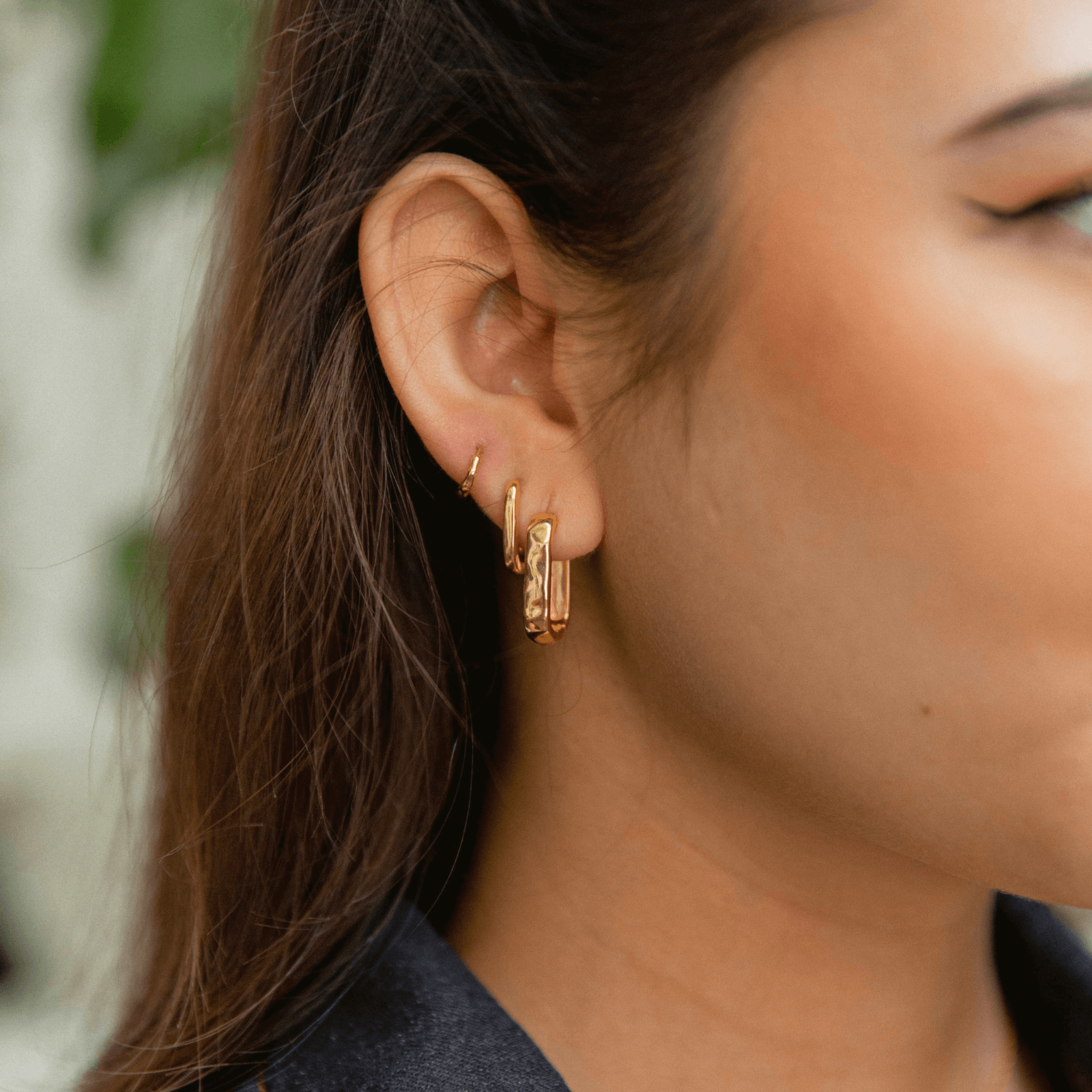Gold Flux Oval Hoop Earrings