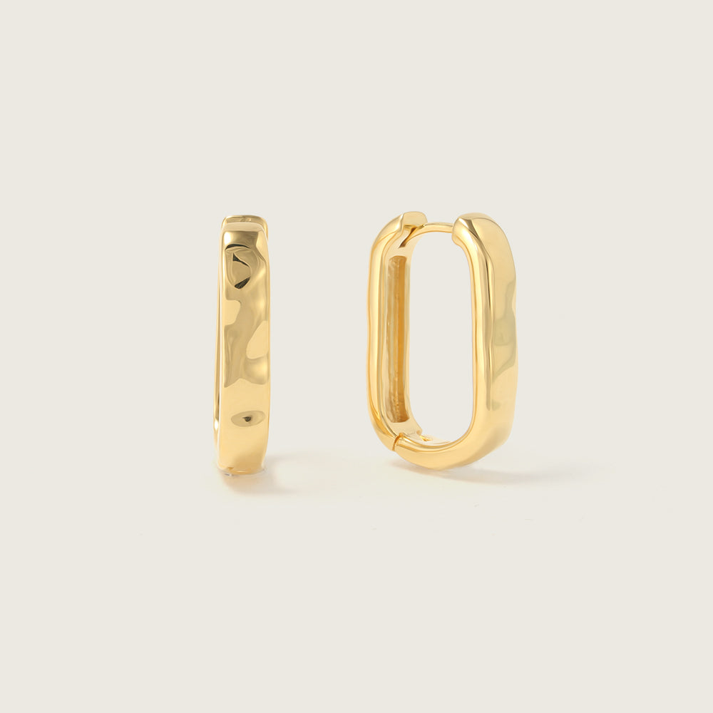 Gold Flux Oval Hoop Earrings