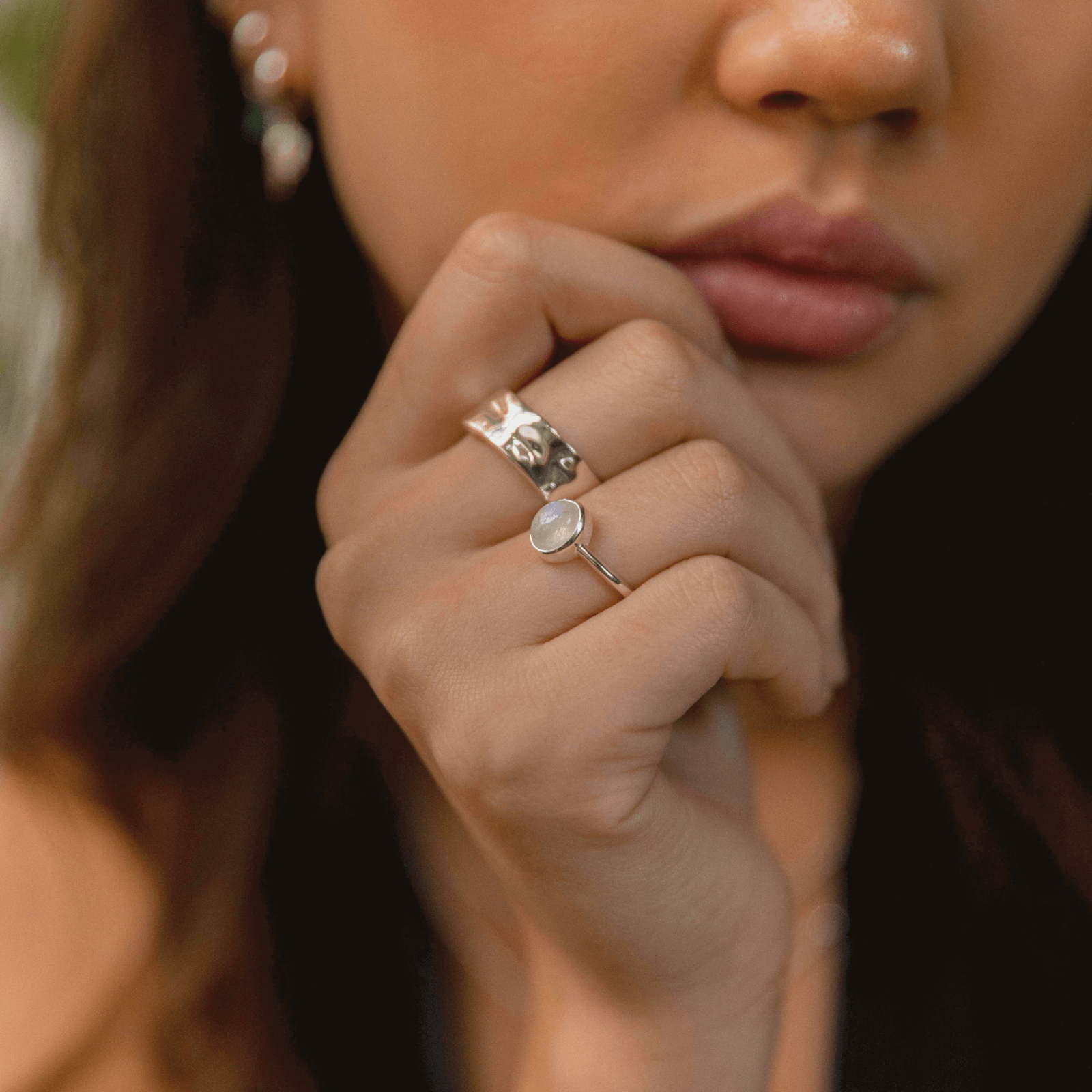 Silver Luna Moonstone Ring