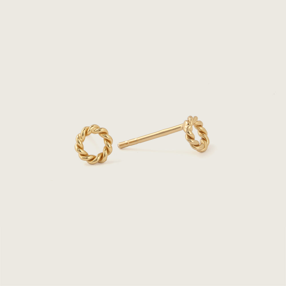 Gold Enlaced Circle Stud Earrings