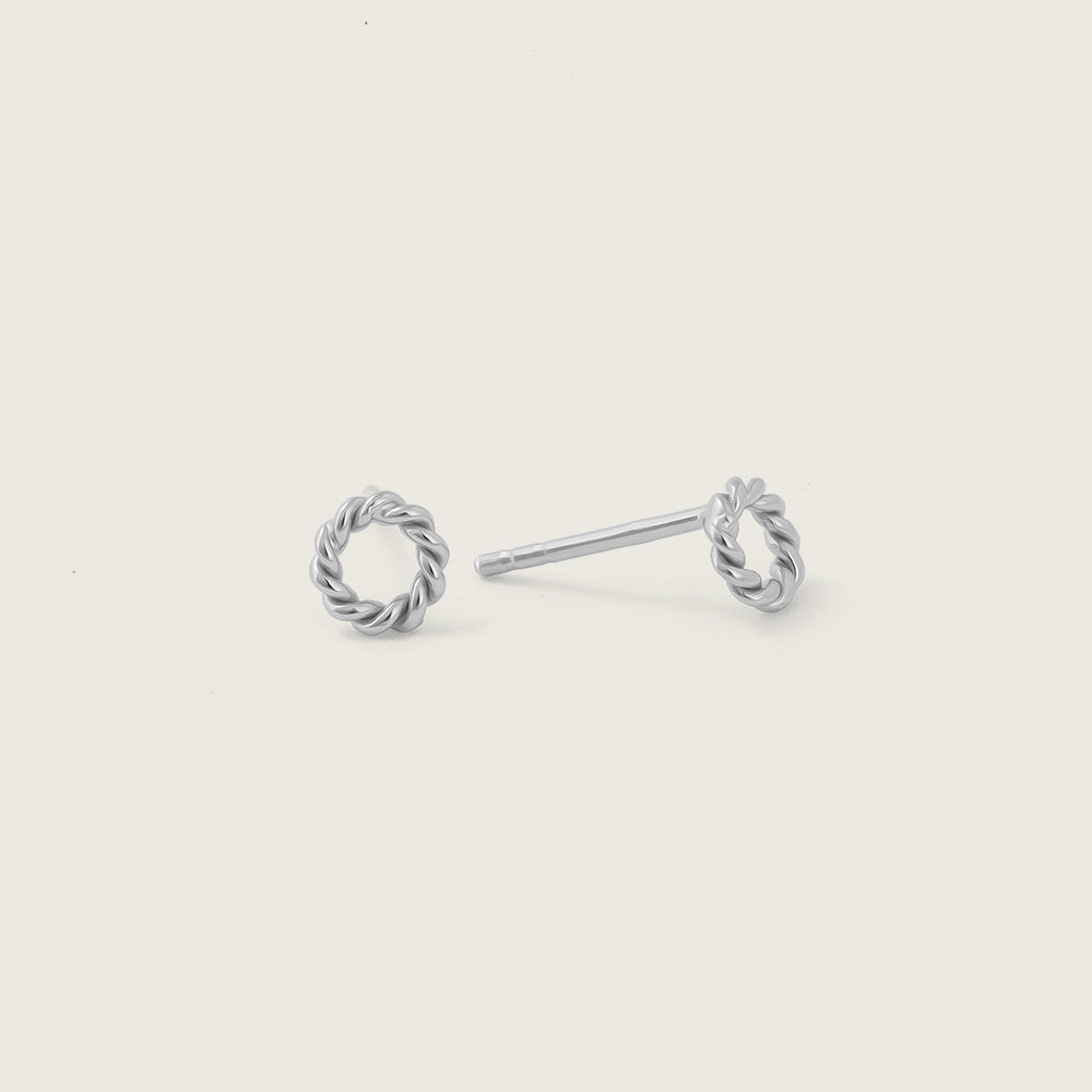 Silver Enlaced Circle Stud Earrings