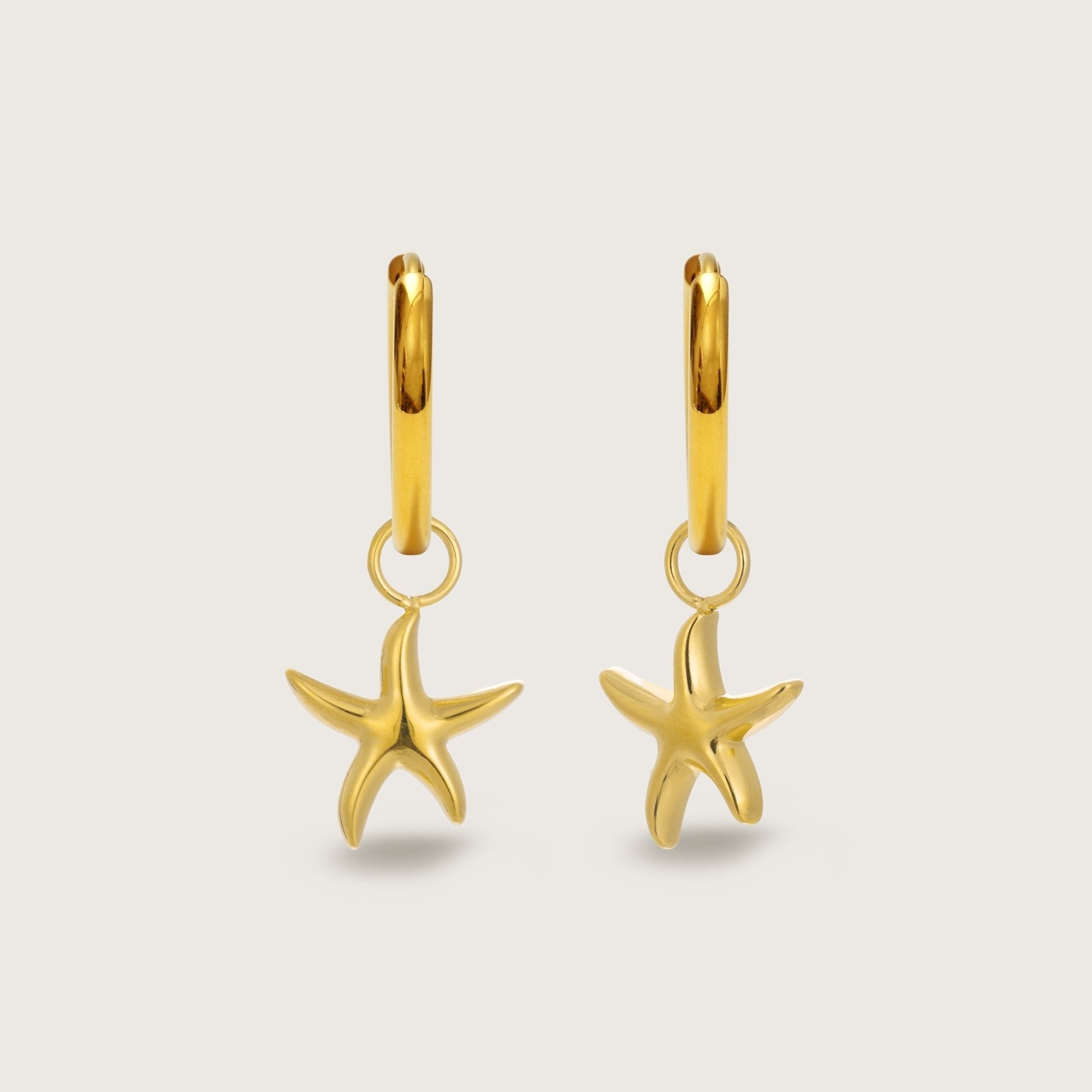 Gold Starfish Charm Huggies