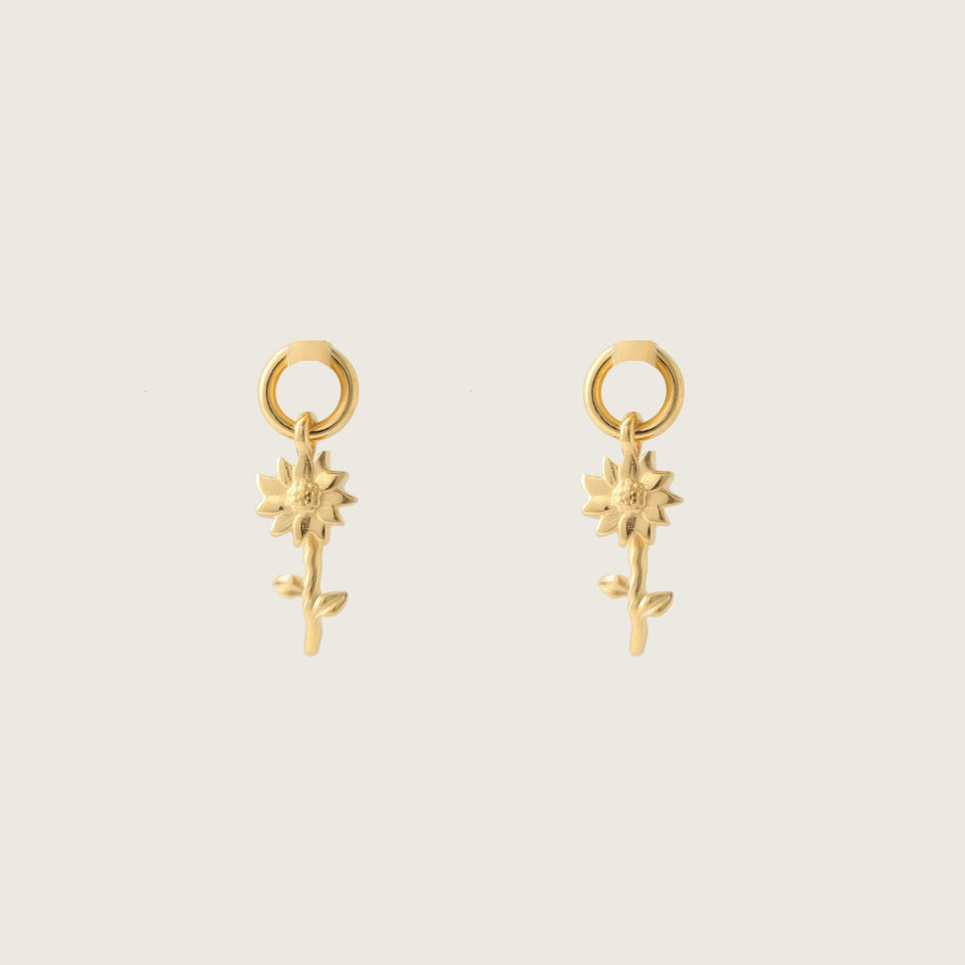 Gold Sunflower Huggie Earring Charms