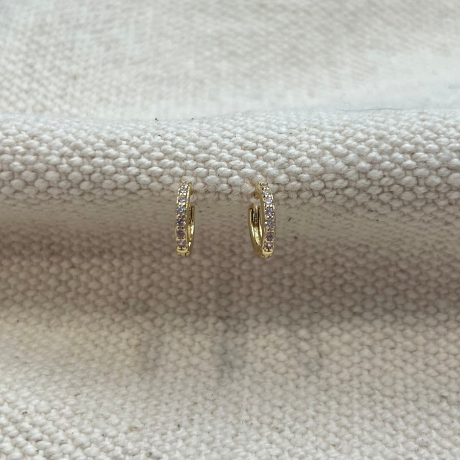 Sample - Gold Light Purple CZ Huggies