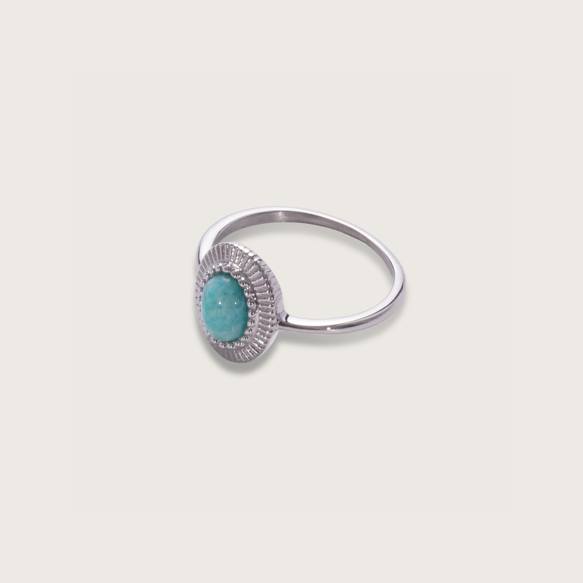 Silver Amazonite Ridged Ring