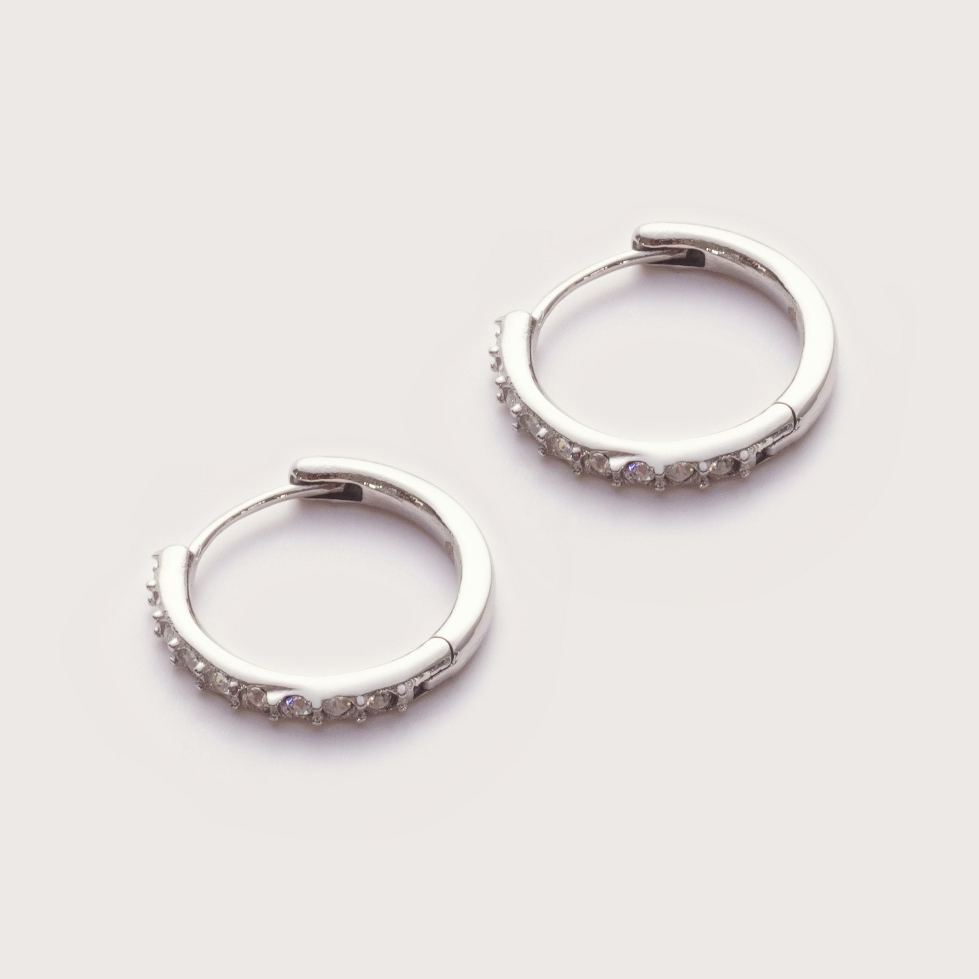 Silver Crystal Mini hoops 12mm