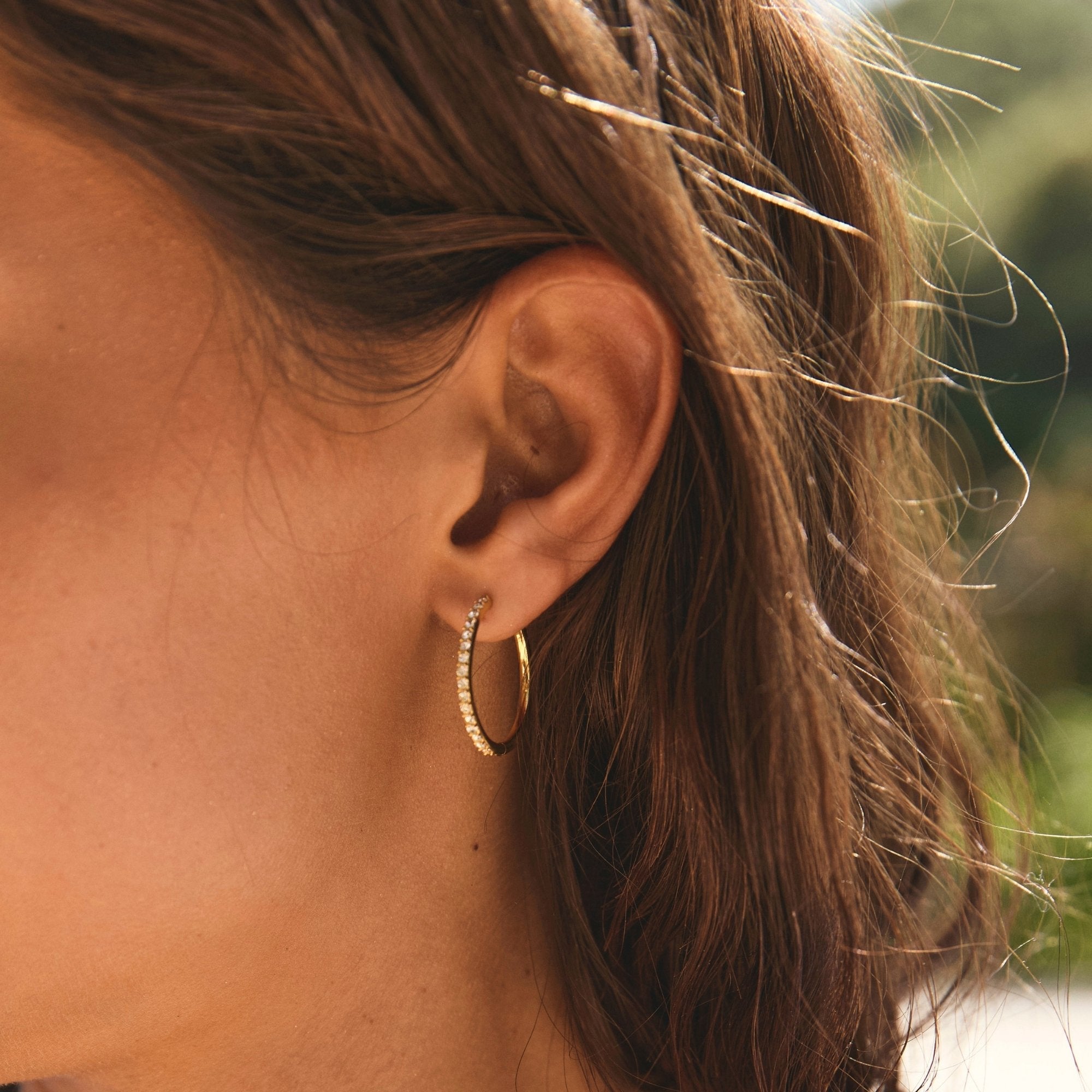 Gold Crystal Midi Hoops 20mm