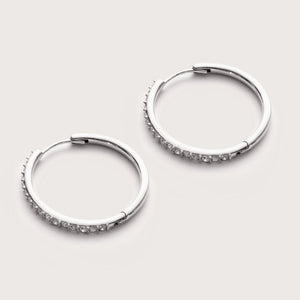 Silver Crystal Midi Hoops 20mm - Pre-order Lifestyle