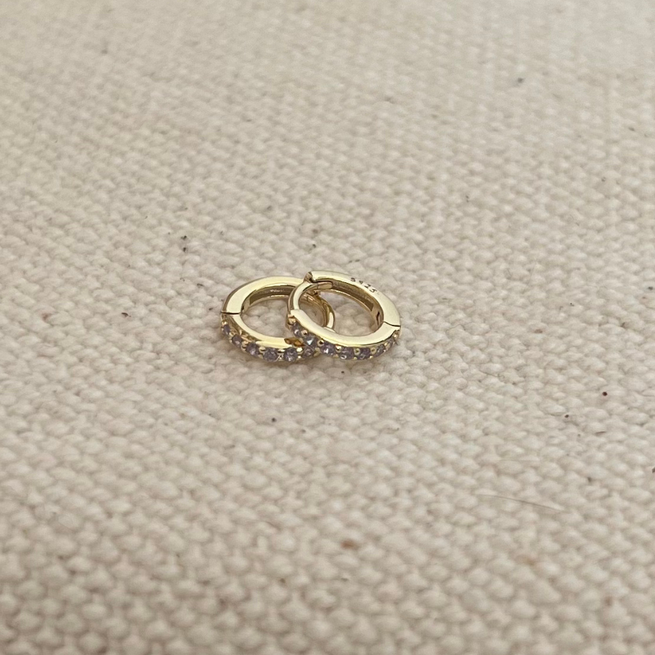 Sample - Gold Light Purple CZ Huggies