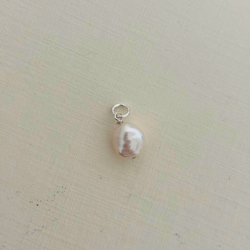 Sample Sale Silver Single Baroque Pearl Earring Charm (Sterling Silver)