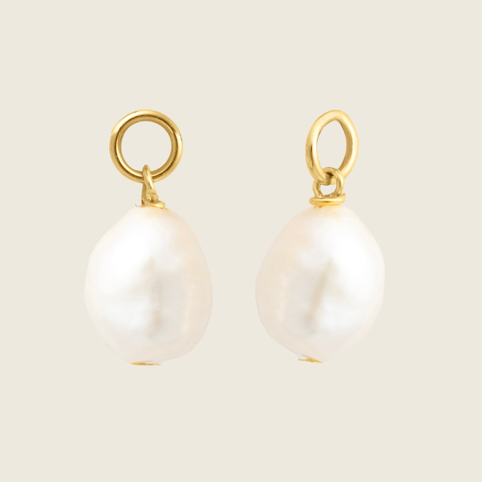 Gold Baroque Pearl Earring Charms