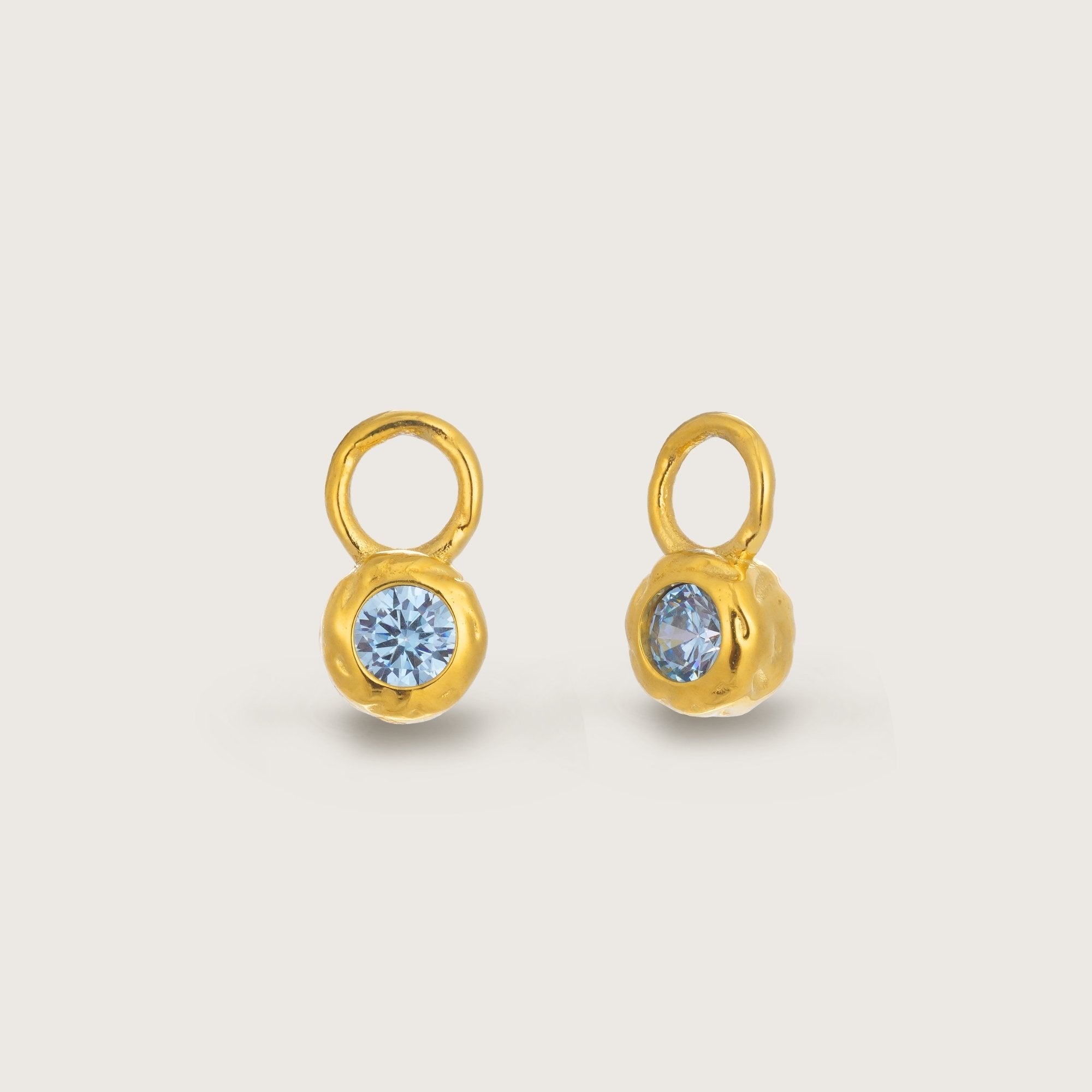 Gold Crystal Aquamarine Molten Round Charms