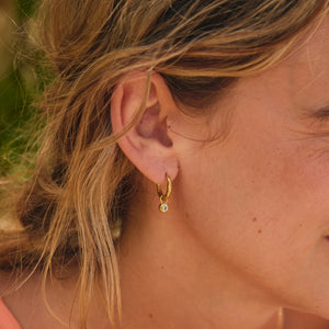 Gold Crystal Aquamarine Molten Round Charms Lifestyle