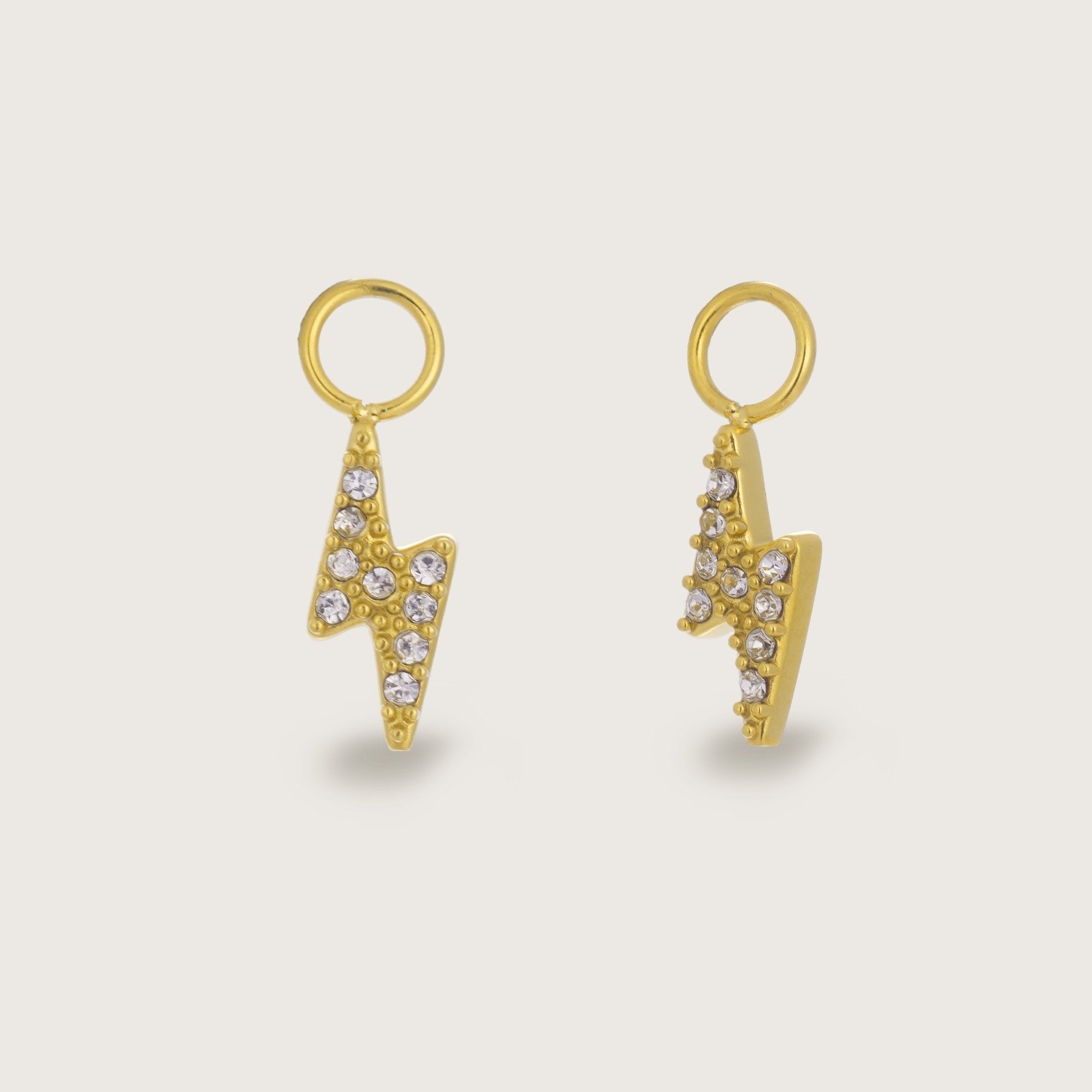 Gold Crystal Lightning Bolt Earring Charms