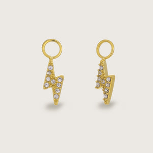 Gold Crystal Lightning Bolt Earring Charms