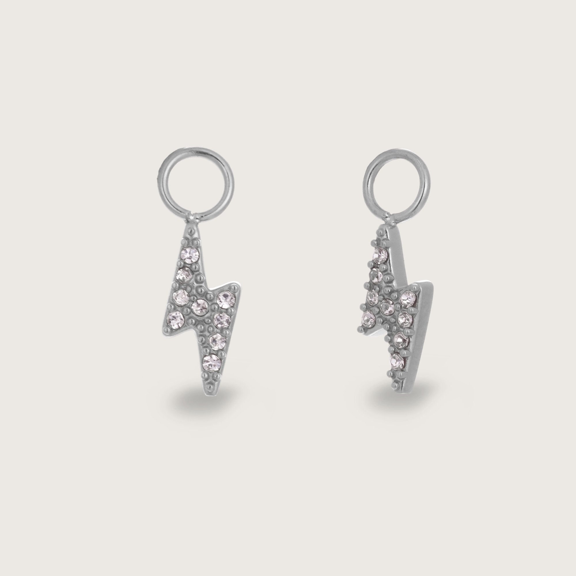 Silver Crystal Lightning Bolt Earring Charms