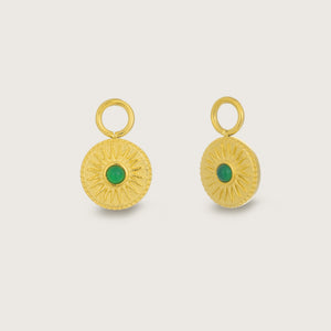 Gold Soleil Green Agate Earring Charms