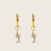 Gold Crystal Lightning Bolt Charm Huggies