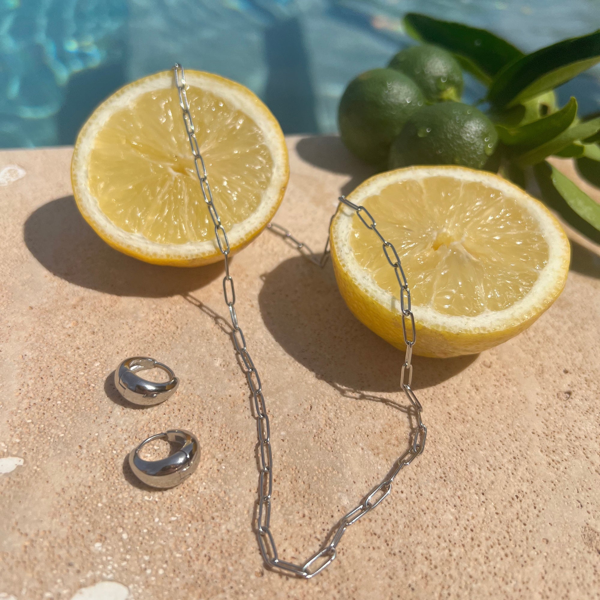 Silver Paperclip Necklace and Bracelet Set