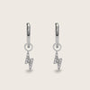 Silver Crystal Lightning Bolt Charm Huggies
