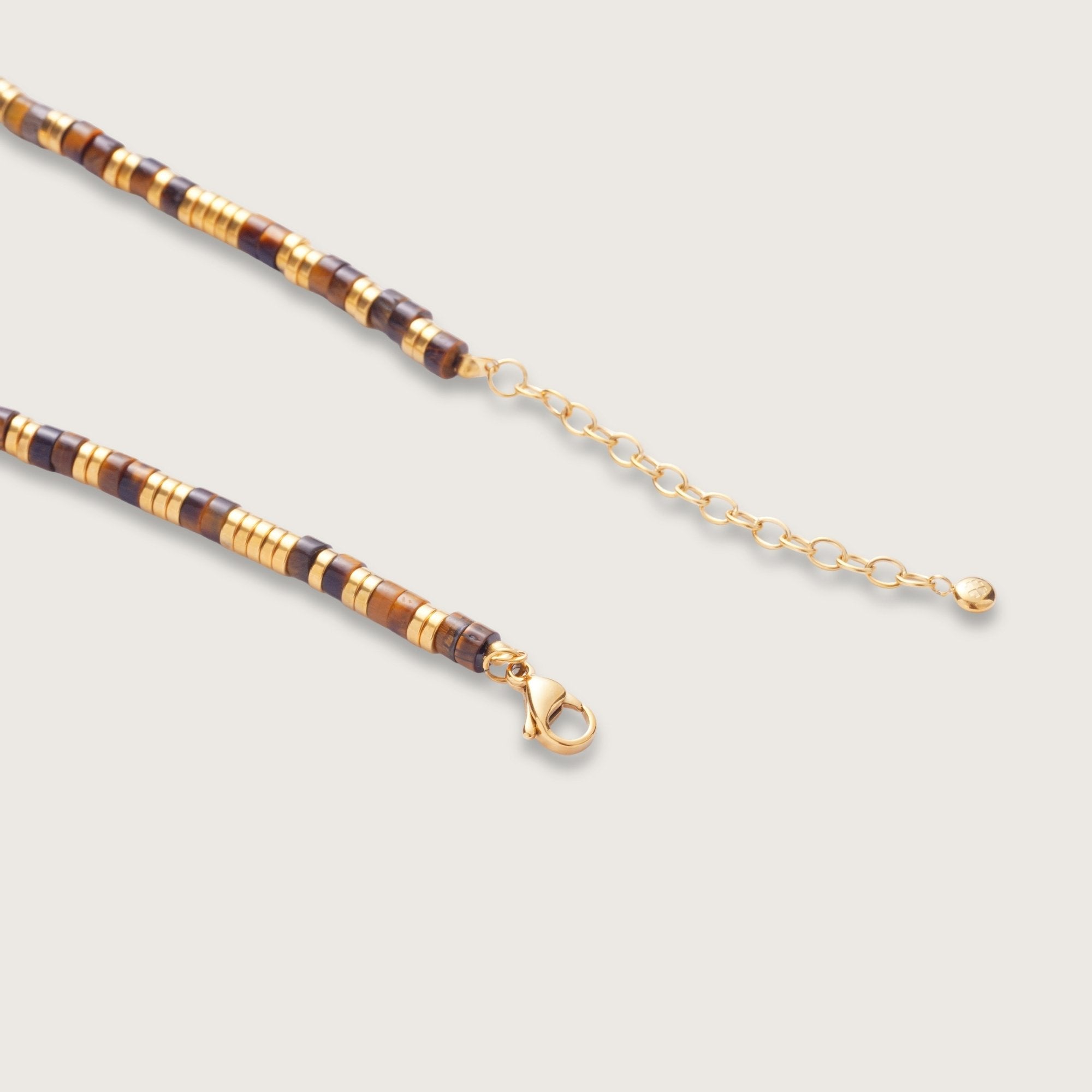 Gold Bahia Tigers Eye Beaded Necklace