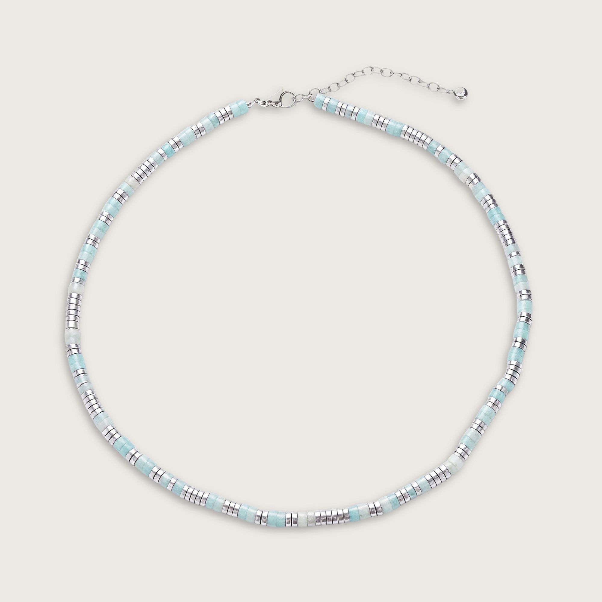 Silver Bahia Amazonite Beaded Necklace