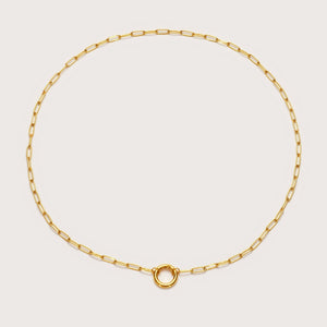 Gold Long Paperclip Charm Necklace