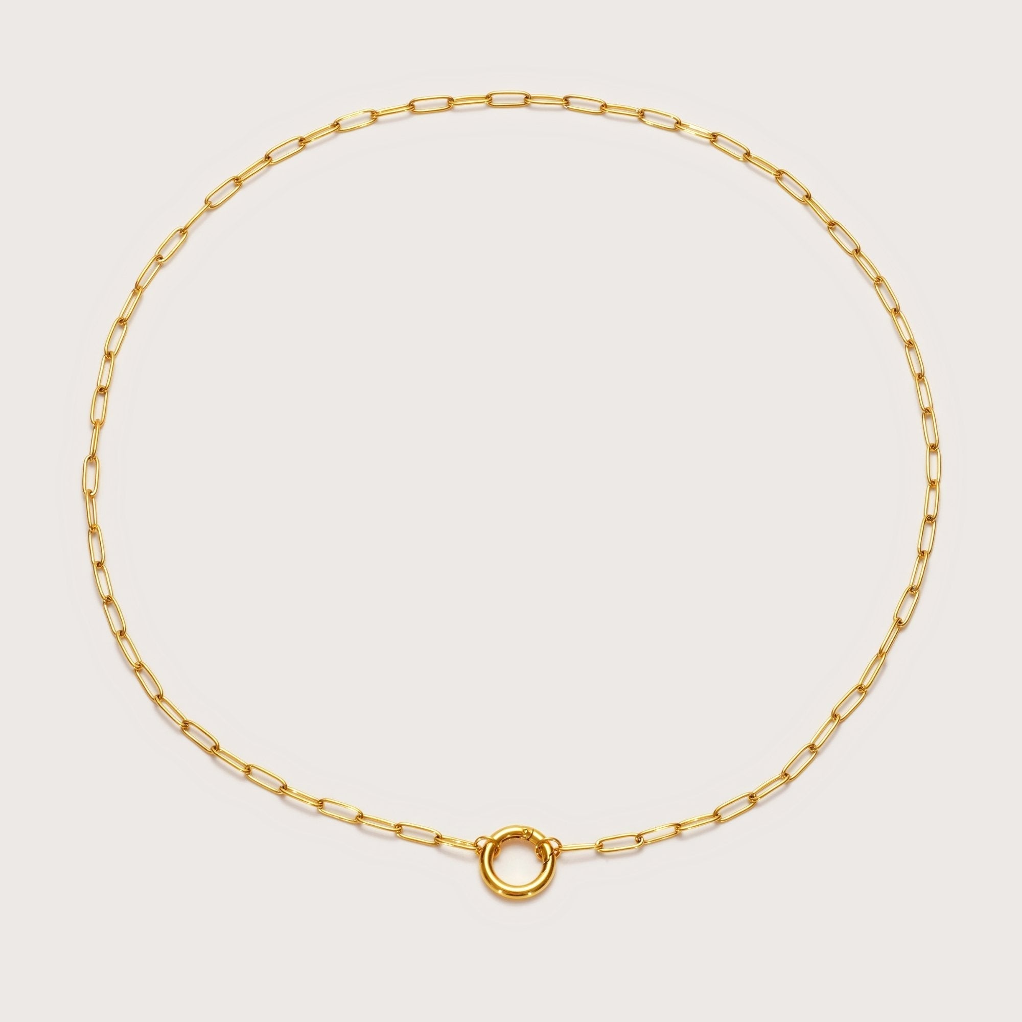 Gold Short Paperclip Charm Necklace