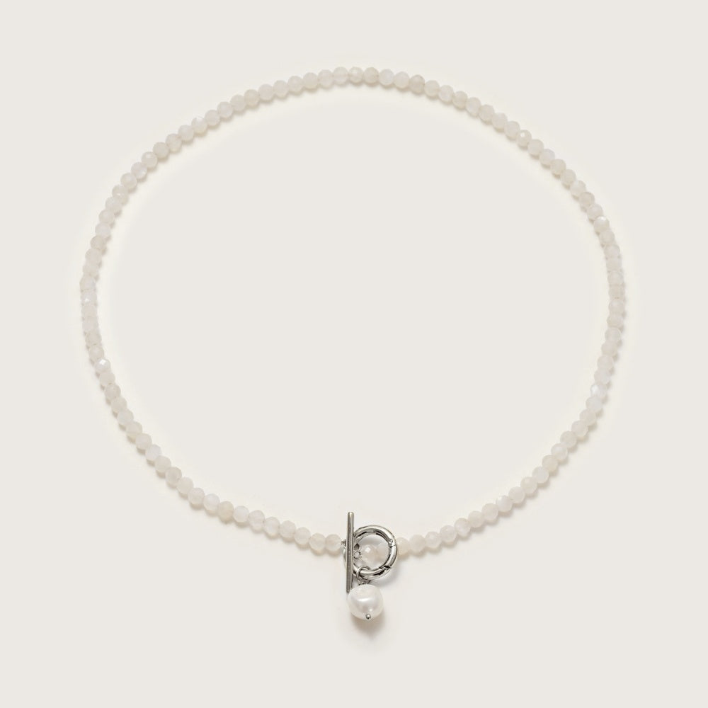 Silver Cala Moonstone Pearl Necklace