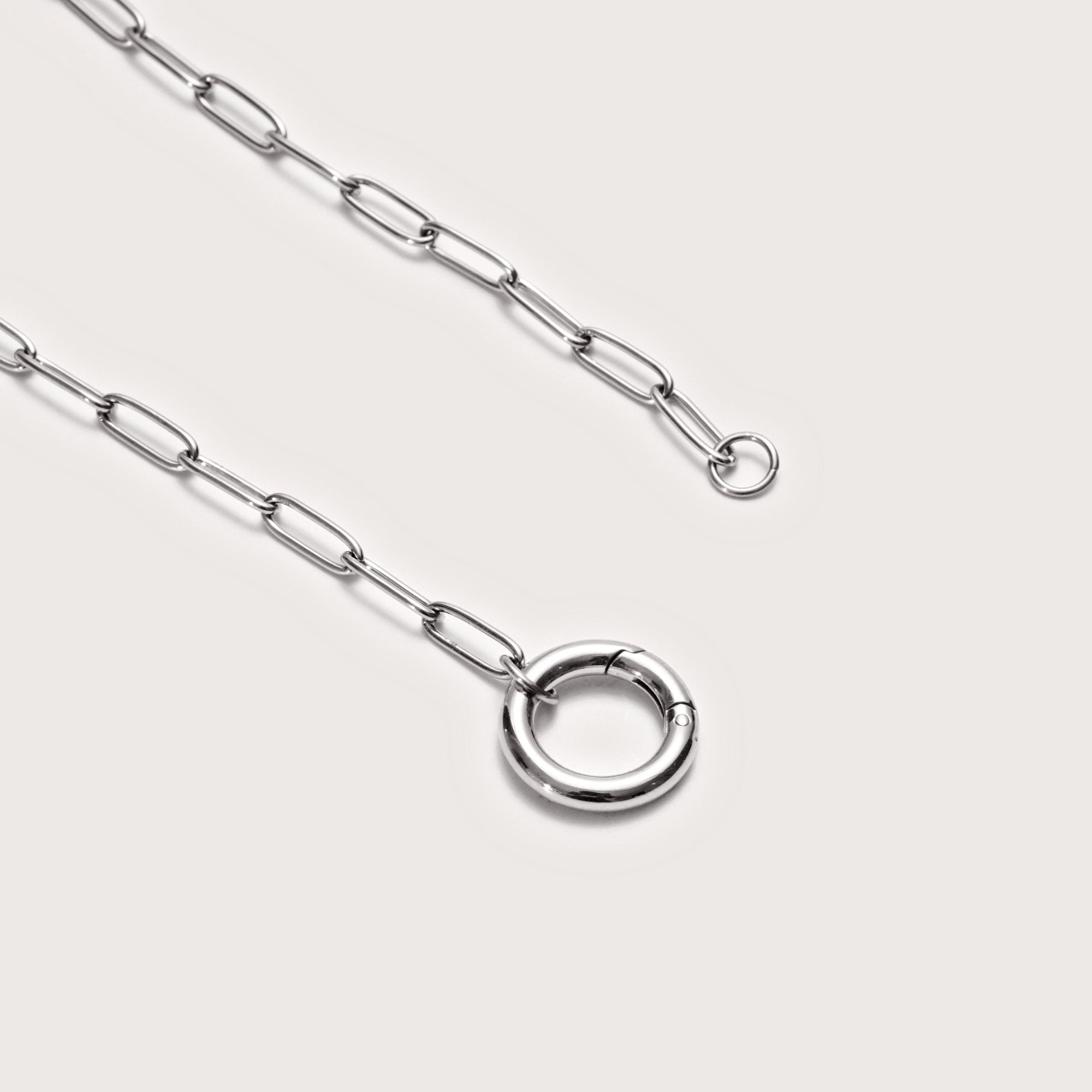Silver Long Paperclip Charm Necklace