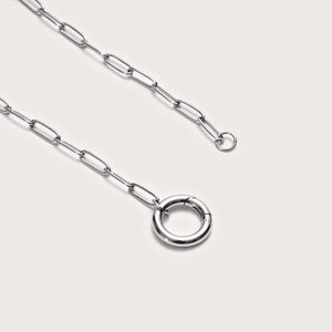 Silver Long Paperclip Charm Necklace Lifestyle