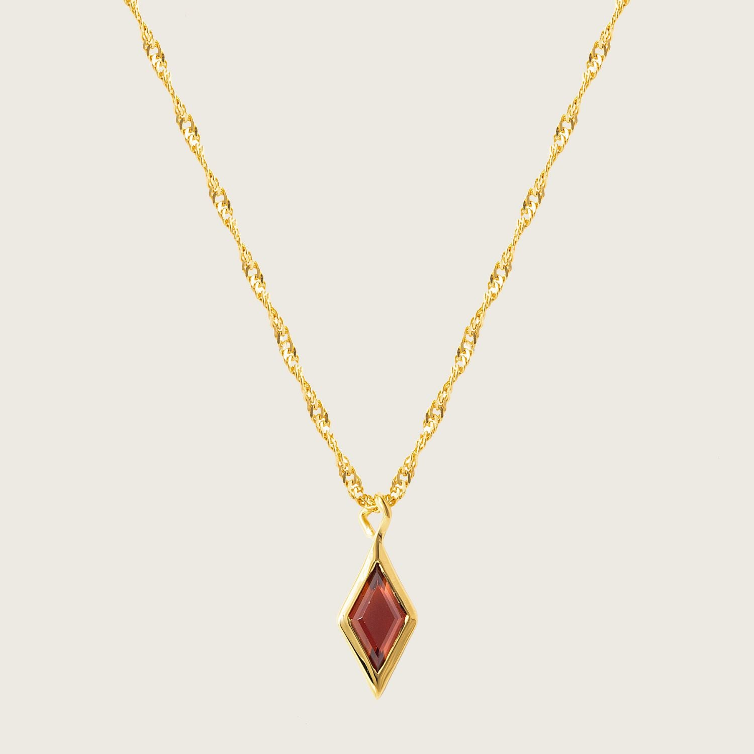 Gold Ethereal Garnet January Birthstone Pendant Necklace